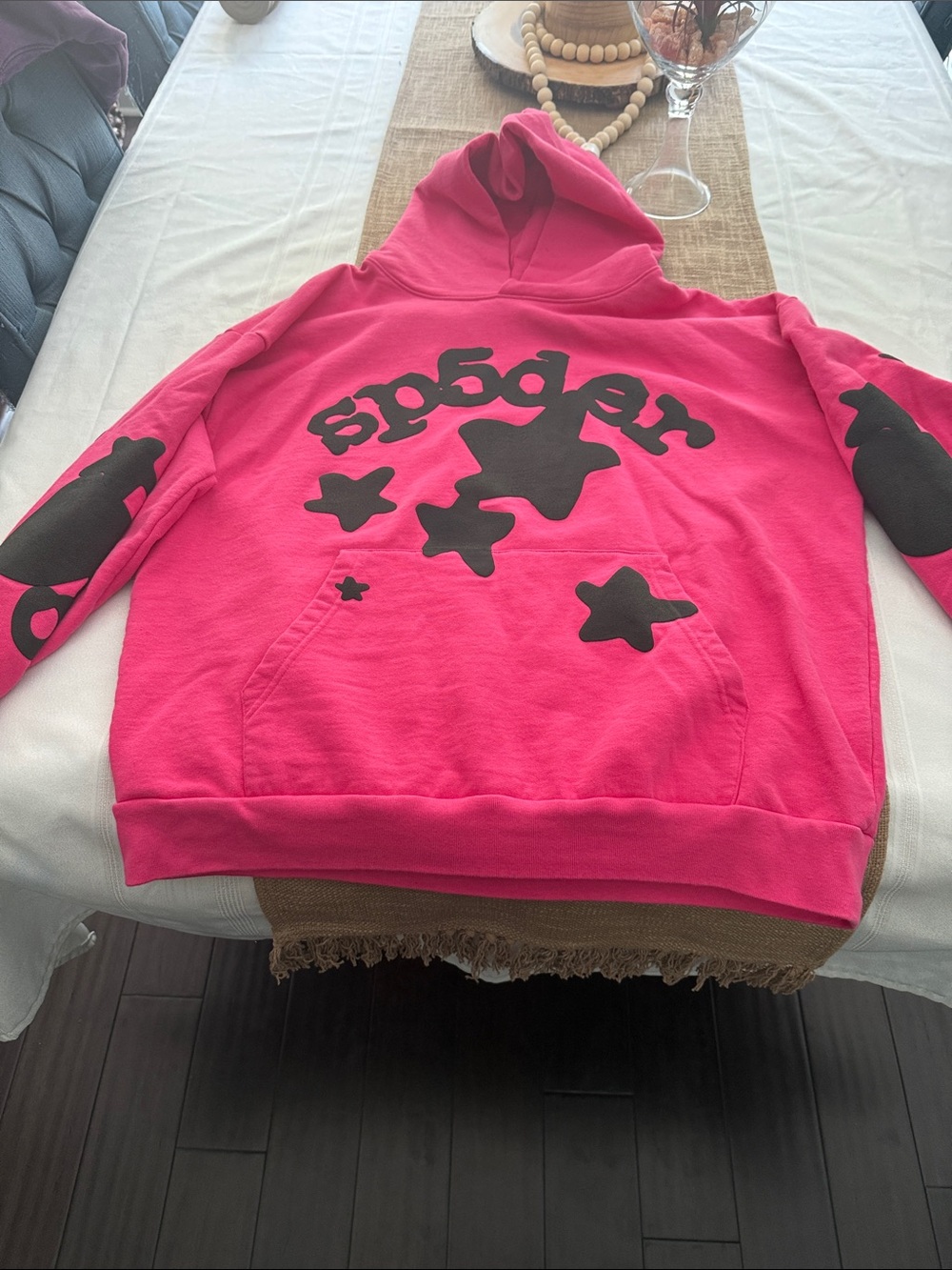 Spyder Hot Pink Hoodie with Black Star Graphics